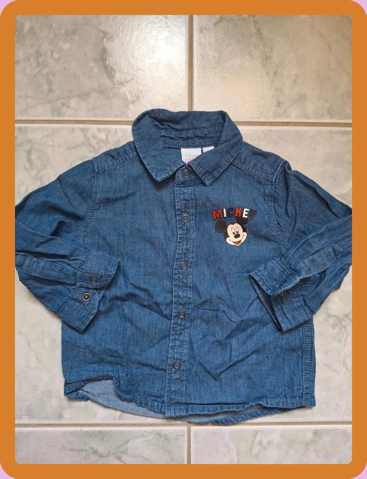 Chemise en jean avec dessin mickey